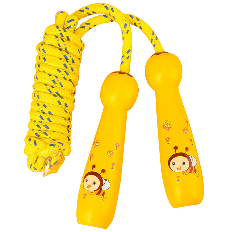 Kids Wooden Handle Jump Rope Adjustable for Outdoor Fun Activity-Yellow