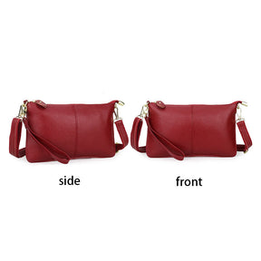 Leather Clutch Small Envelope Crossbody Bags for Women-Wine Red