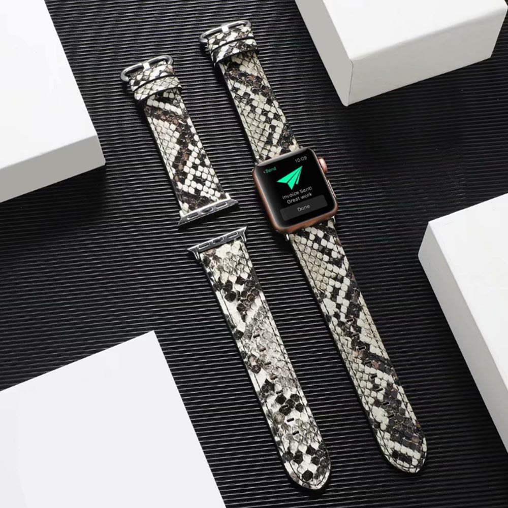 Snakeskin Pattern PU Leather Watch Band Microfiber Design For Apple Watch SE/6/5/4/3/2/1(Green)