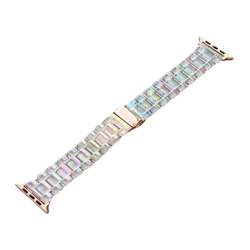 Colorful Acrylic Watch Band Lightweight Metal Buckle for Apple Watch-Rose