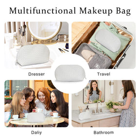 PU Makeup Bags Waterproof Makeup Pouch Women's Travel Toiletry Bag Accessories Organizer-Grey