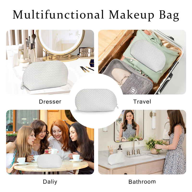 PU Makeup Bags Waterproof Makeup Pouch Women's Travel Toiletry Bag Accessories Organizer-Grey