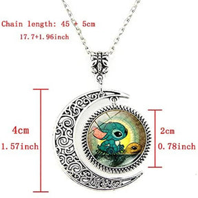 Moon Pendant Necklace Cartoon Stitch Chain-1