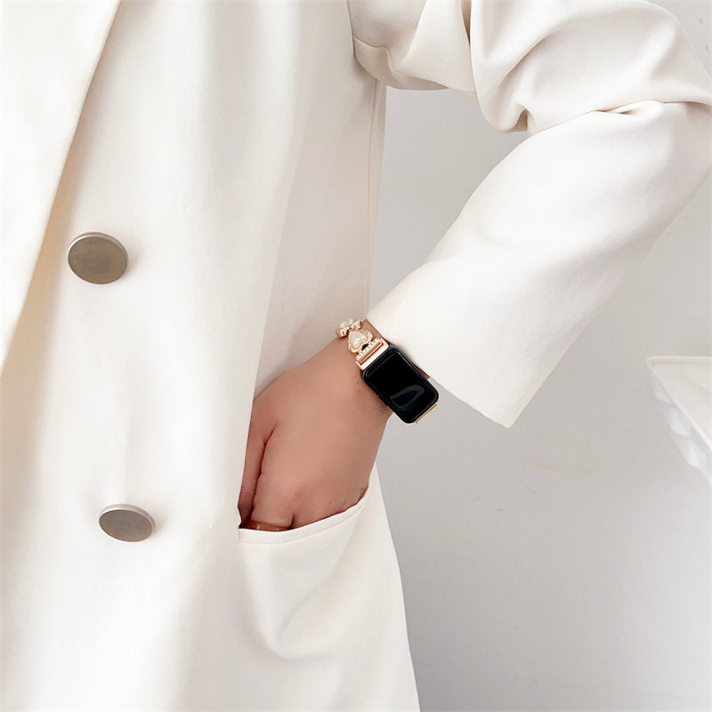 Luxury Metal Watch Strap Cute Heart-Shaped Bracelet for Huawei 8-Gold