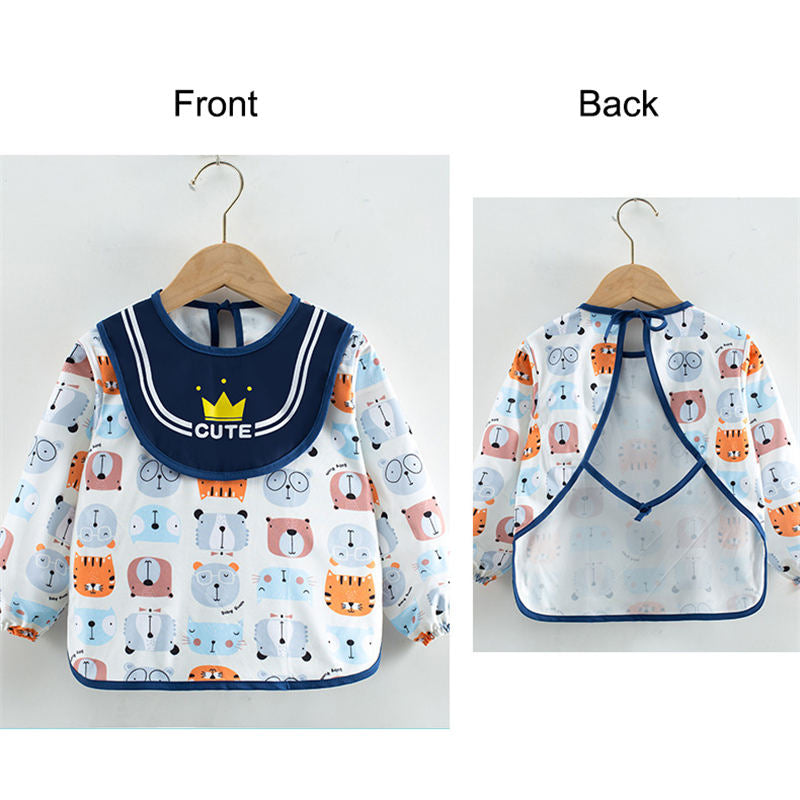 2 Pcs Long Sleeve Baby Bibs Waterproof Smock for 6-42 Months-1