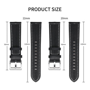 Genuine Leather Watchband Groove for Galaxy Watch 42mm/Samsung Gear S3-DarkPink