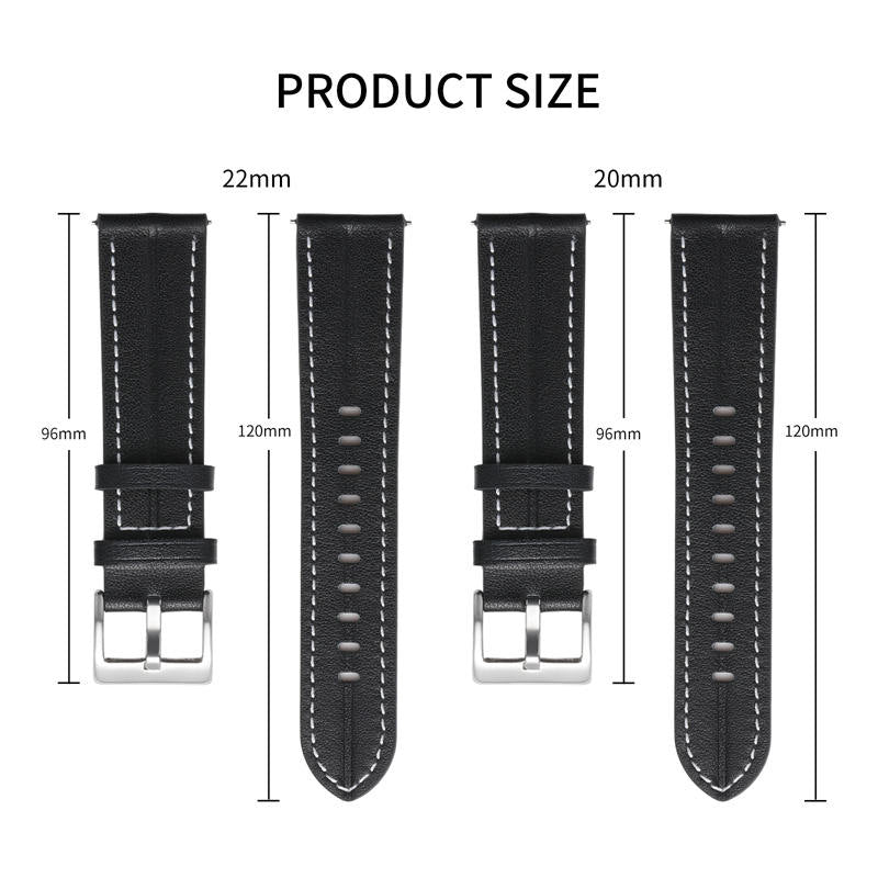 Genuine Leather Watchband Groove for Galaxy Watch 42mm/Samsung Gear S3-Brown