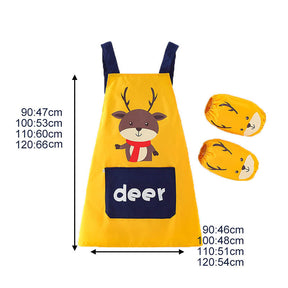 Children Cute Animal Pattern Painting Waterproof Apron Set-Deer