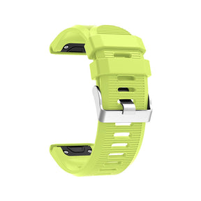 26mm Strap For Garmin Fenix 5X/5X Plus/3/3 HR/6X/6X Pro Watchband Quick Release Easy Fit Silicone Bands Silver Buckle-Lime