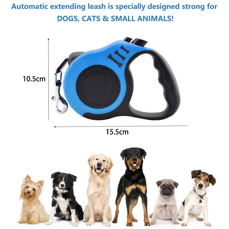 Retractable Dog Leash Lightweight Portative with Folding Bowl Dispenser Waste Bag-Blue