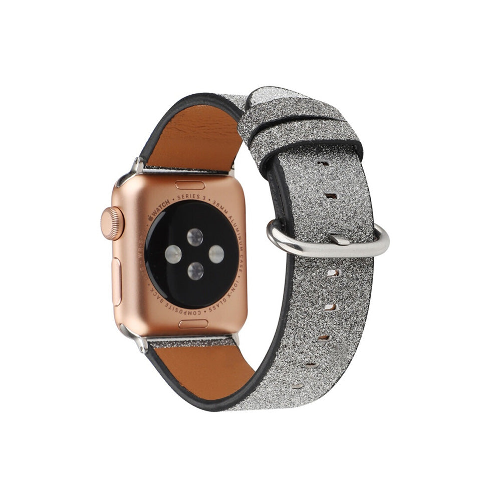 Gradient Glitter PU Leather Watch Band Microfiber Design For Apple Watch SE/6/5/4/3/2/1(Silver)