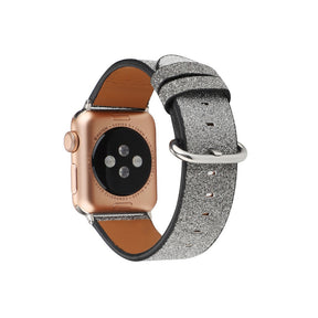 Gradient Glitter PU Leather Watch Band Microfiber Design For Apple Watch SE/6/5/4/3/2/1(Silver)