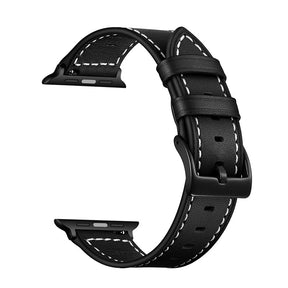 Classic Line Leather Watch Band For Apple iWatch(Black)