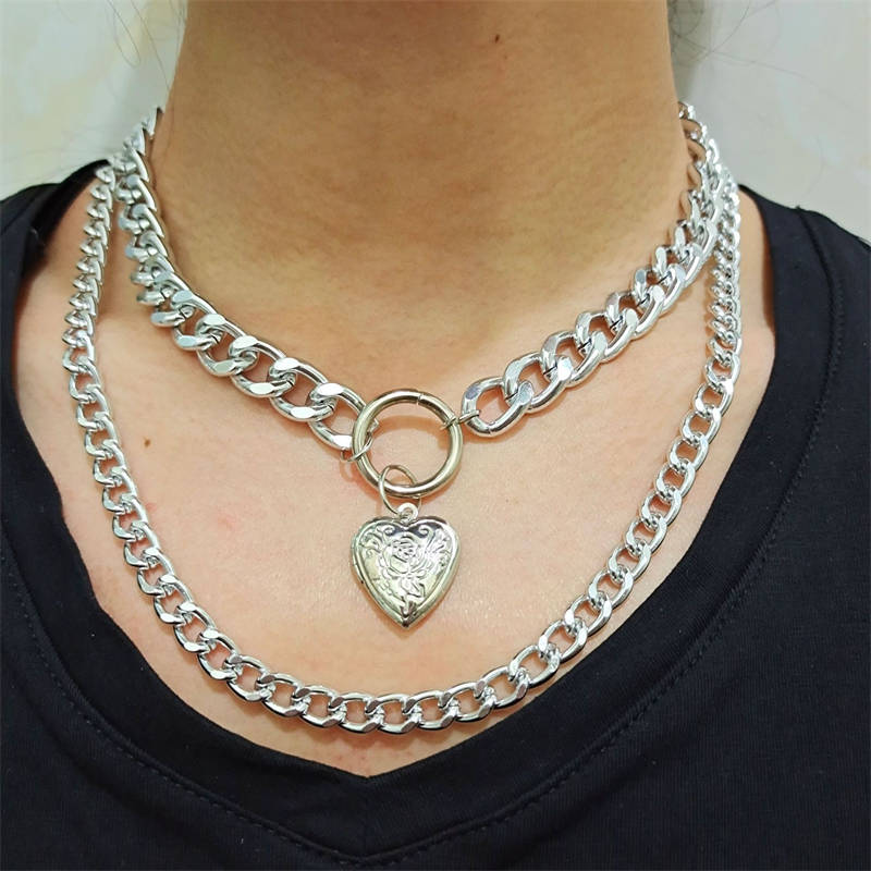 Set of 6 Punk Multilayer Pendants Necklace for Women Teen Girls-B