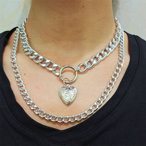 Set of 6 Punk Multilayer Pendants Necklace for Women Teen Girls-C