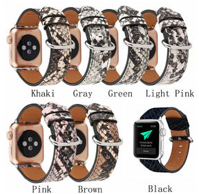 Snakeskin Pattern PU Leather Watch Band Microfiber Design For Apple Watch SE/6/5/4/3/2/1(Brown)