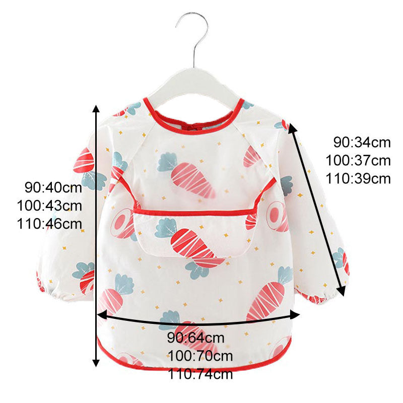 Kids Waterproof Art Smock Cartoon Long Sleeve Aprons with Bib-Carrot