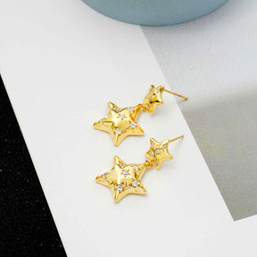 Pair Of Fashion Pentagram Crystal Earrings For Women