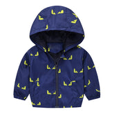Boys Girls Cartoon Print Zip Lightweight Jacket Hooded Coats Casual Windbreaker-29