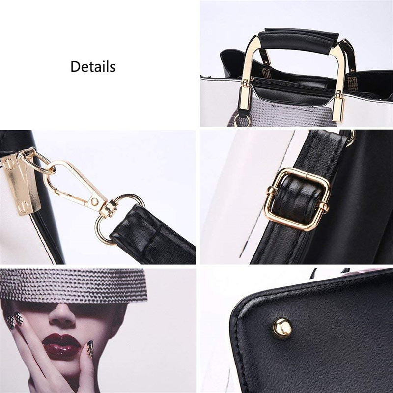 Ladies Leather Personalized Print Handbags Large Capacity Satchel-High Heel