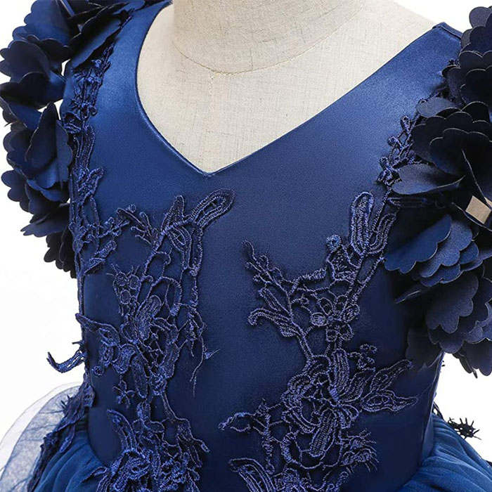Princess Flower Girl Lace Dress Pageant Kids Christmas Party Dresses-Royal Blue