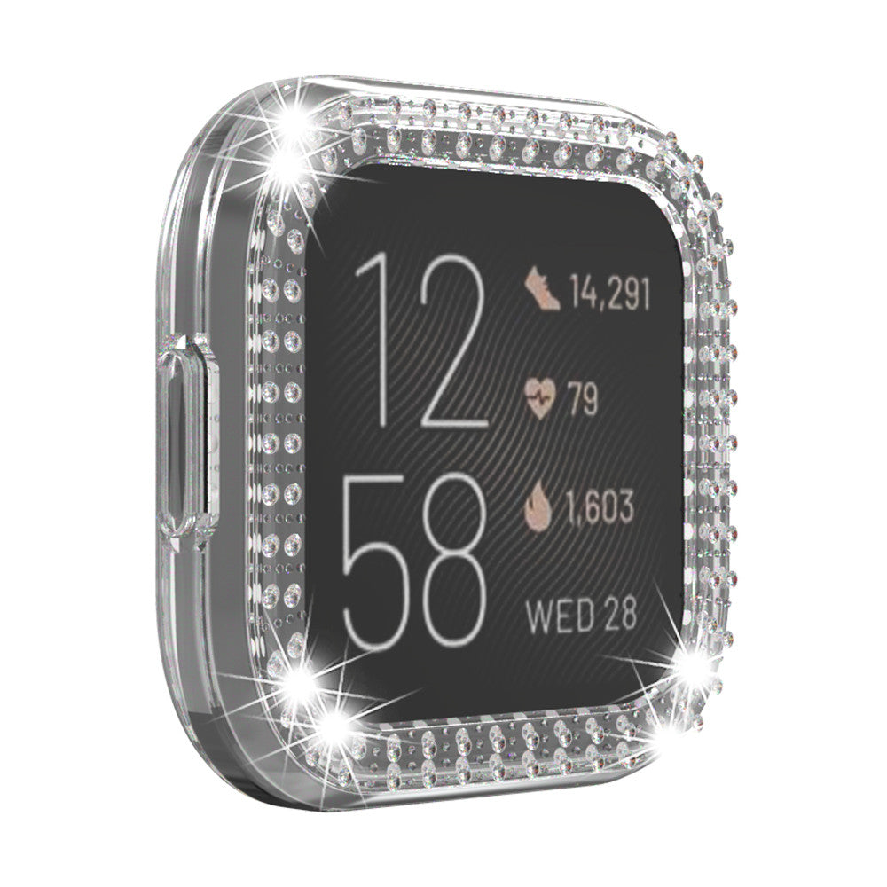 Hard PC Double Diamond Frame Protective Case For Fitbit Versa 2 - Clear