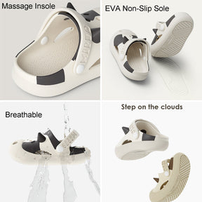 Cute Cow Garden Clogs for Kids Non-Slip Sandals Indoor/Outdoor-White