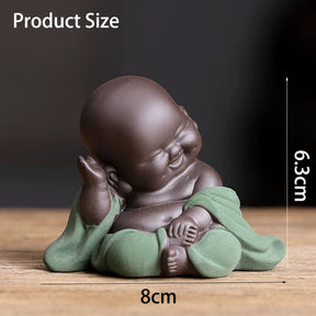 Purple Clay Buddha Statue Monk Figurine Home Decor Creative Crafts Dolls Ornaments -Green