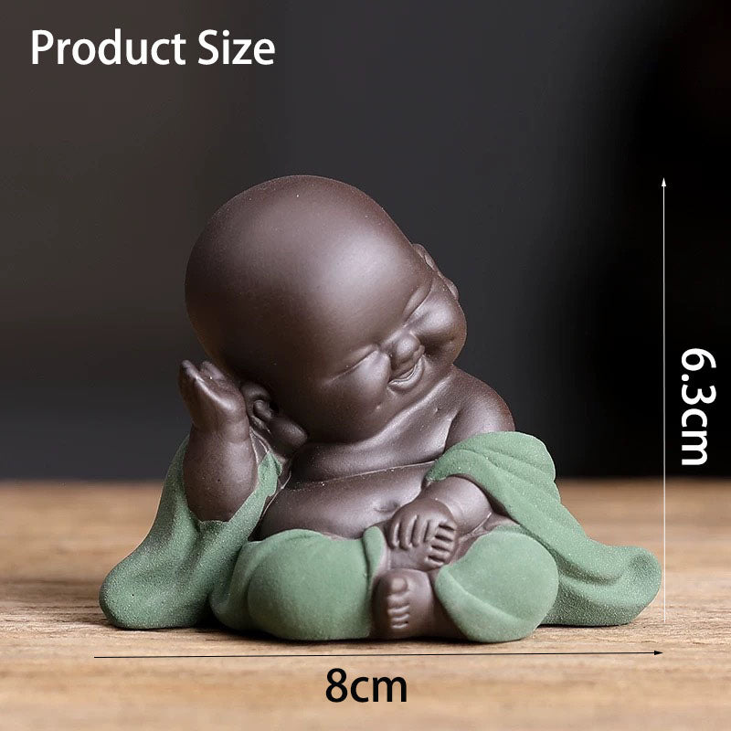 Purple Clay Buddha Statue Monk Figurine Home Decor Creative Crafts Dolls Ornaments -Green