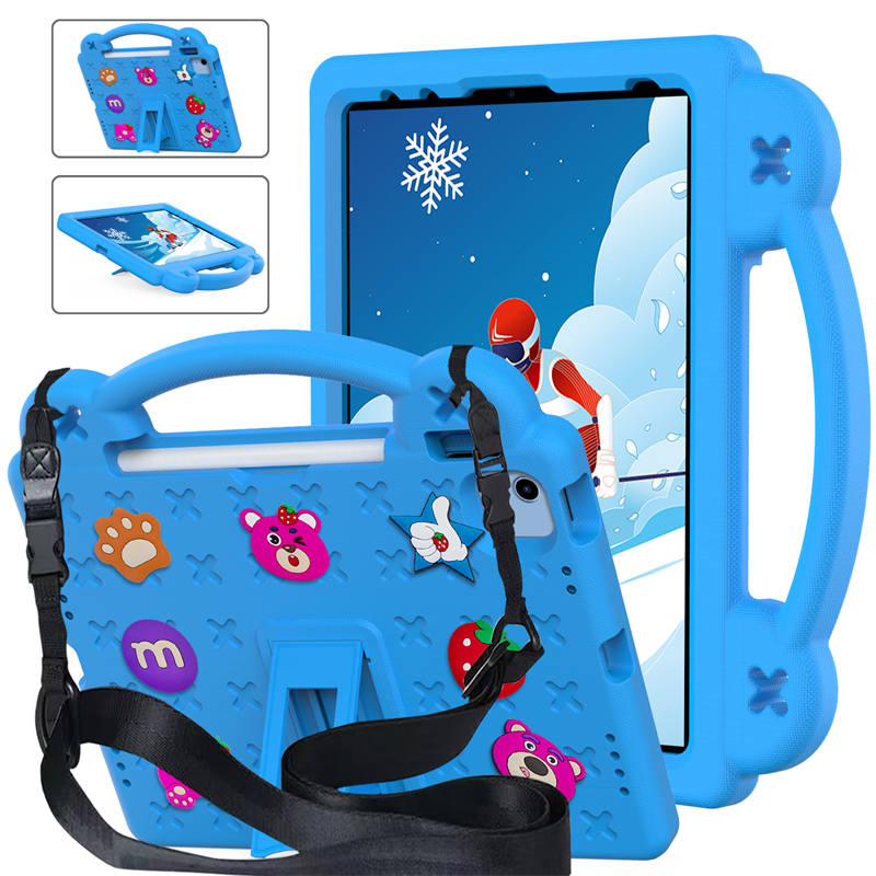 Strawberry iPad Case Shockproof with Handle Shoulder Strap for iPad 10th 2022-SkyBlue