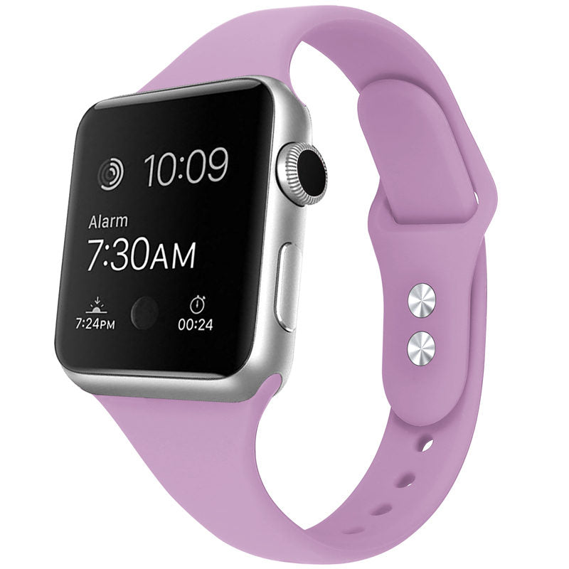 Slim Soft Silicone Replacement Watch Band Loop for iWatch Series SE 6 5 4 3 2 1-Lavender