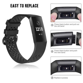 Watch Band for Fitbit Charge 3 Waterproof Band with Breathable Holes for Women Men-Purple