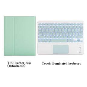 Keyboard Case For iPad Pro 12.9 with 7 Color Backlit Wireless Keyboard Touchpad Pen Slot-Green