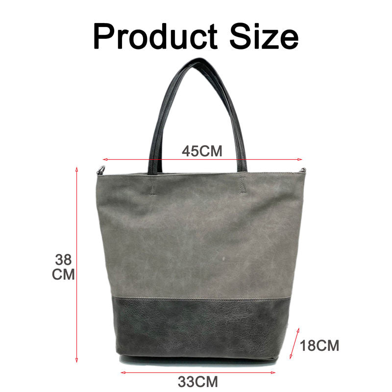 Tote Bag Soft Leather Large Capacity Bucket Handbags for Women-Grey