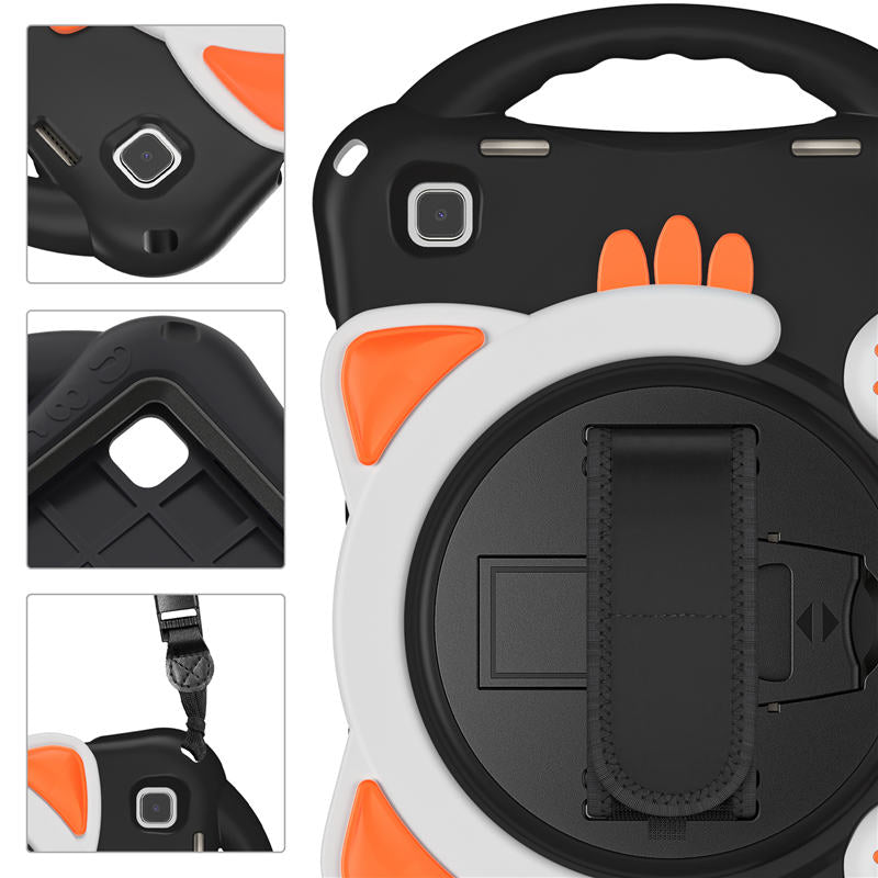 CatA Samsung Tablet for Tab A7 10.4  T500/T505/T507/T505N Built-in Handle Stand With a Strap-Black Orange