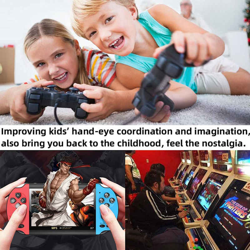 4.3 in Retro Handheld Game Console Built in Classic Games Support TV Output Music Video-RedBlue