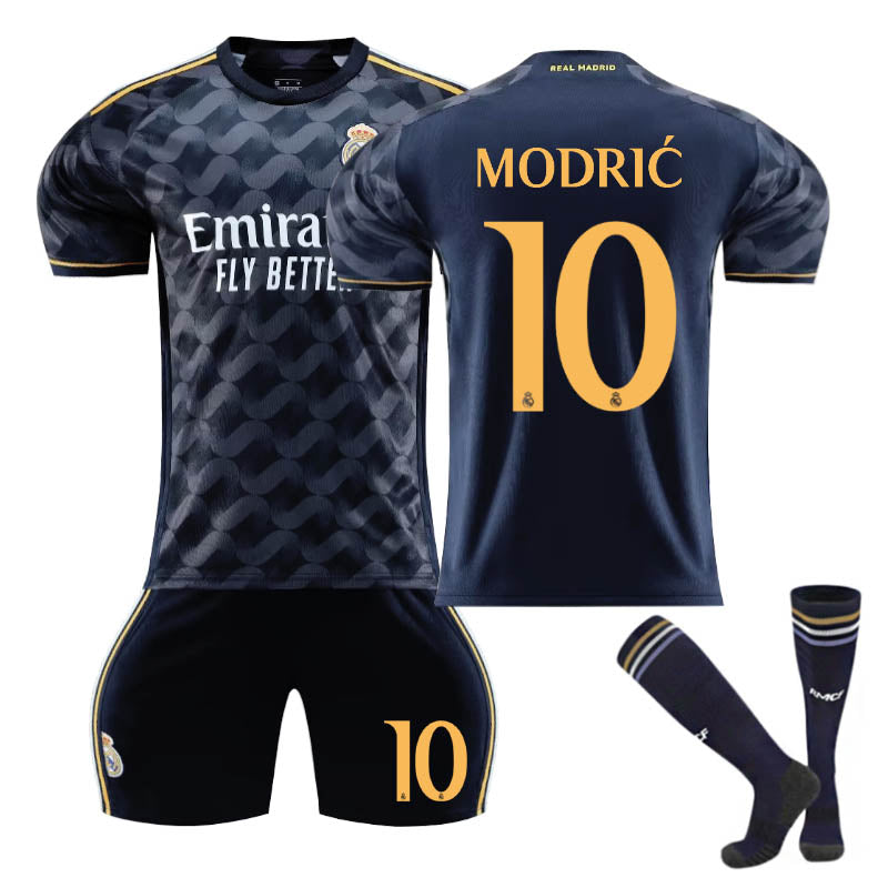 Real Madrid Away Jersey MODRIC #10 Soccer Jersey Kids Adult 3Pcs Jersey Kits