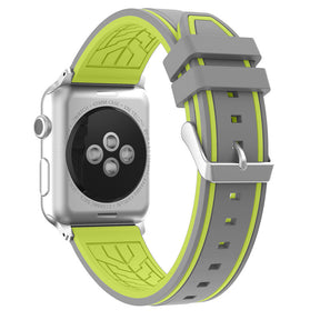 Rubber Sport Watch Bands for iWatch Series 6/SE/5/4/3/2/1 Bicolor Strap-GrayGreen