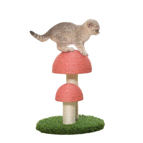 Cat Scratching Post Mushroom Natural Durable Sisal Board Scratcher-Pink