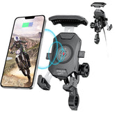 Anti-Theft Motorcycle Wireless Phone Mount Charger Works with 12V/24V Vehicle-Handlebar