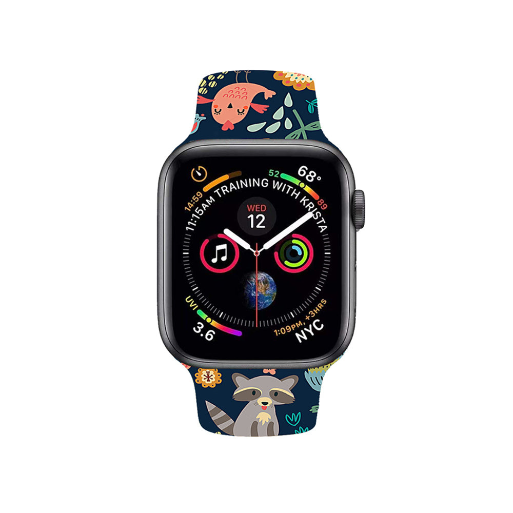 Color Printing Silicone Watch Band For Apple Watch SE/6/5/4/3/2/1(Deer)