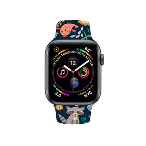 Color Printing Silicone Watch Band For Apple Watch SE/6/5/4/3/2/1(Deer)