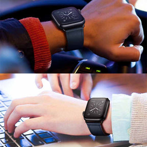 Classic Watchband Cowhide Suitable for iWatch Ultra Series 8 SE 7 6 5 4 3 2 1-Black-DarkBlue