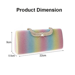 Square Clutch Rhinestone Bag Design Fine Flash Evening for Women-Multicolor