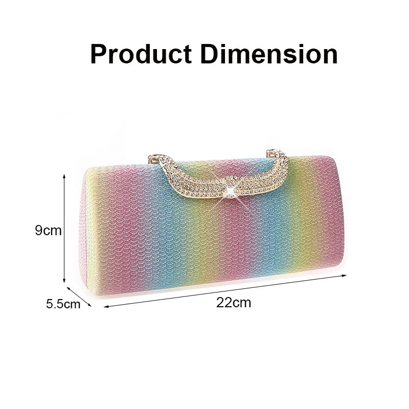 Square Clutch Rhinestone Bag Design Fine Flash Evening for Women-Multicolor