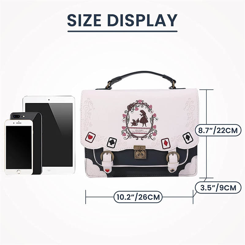 Women Vintage Messenger Bag Lolita Cute Handbags for Girls-White