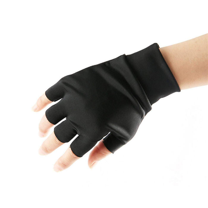 Unisex Half Finger Gloves Winter Stretchy Knit Fingerless Gloves in Common Size-Black- LYX-08065-1