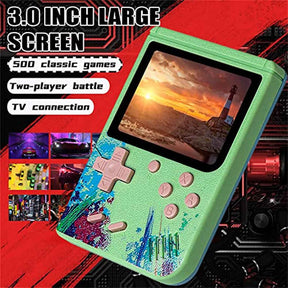 3.0inch Screen Retro Handheld Game Console 500 Classic FC Games Support to TV Output-Green