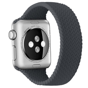 Soft Silicone Solo Loop Braided Wristbands Replacement Strap for iWatch Series SE/6/5/4/3/2/1-Charcoal