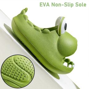 Dinosaur Slippers for Kids Non-slip Cute Big Mouth Water Shoes-Green